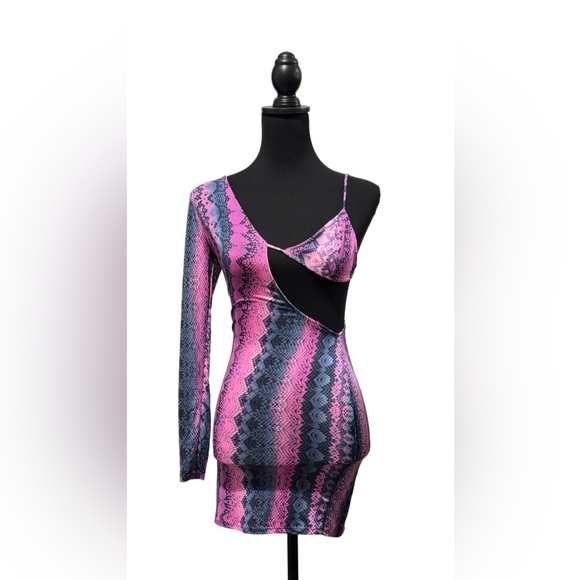 Dolls Kill (H) Unreleased Sample Mini Dress Sz M/L Pink Snakeskin Bodycon NWOT - Picture 1 of 3